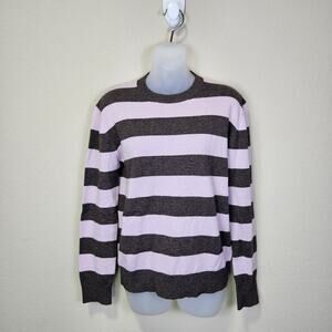 Alexa Chung for AG Merino Wool Cashmere Sweater S Colorblock Pink Brown Striped